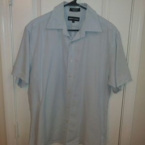Eighth Avenue men's blue checkered button up shirt